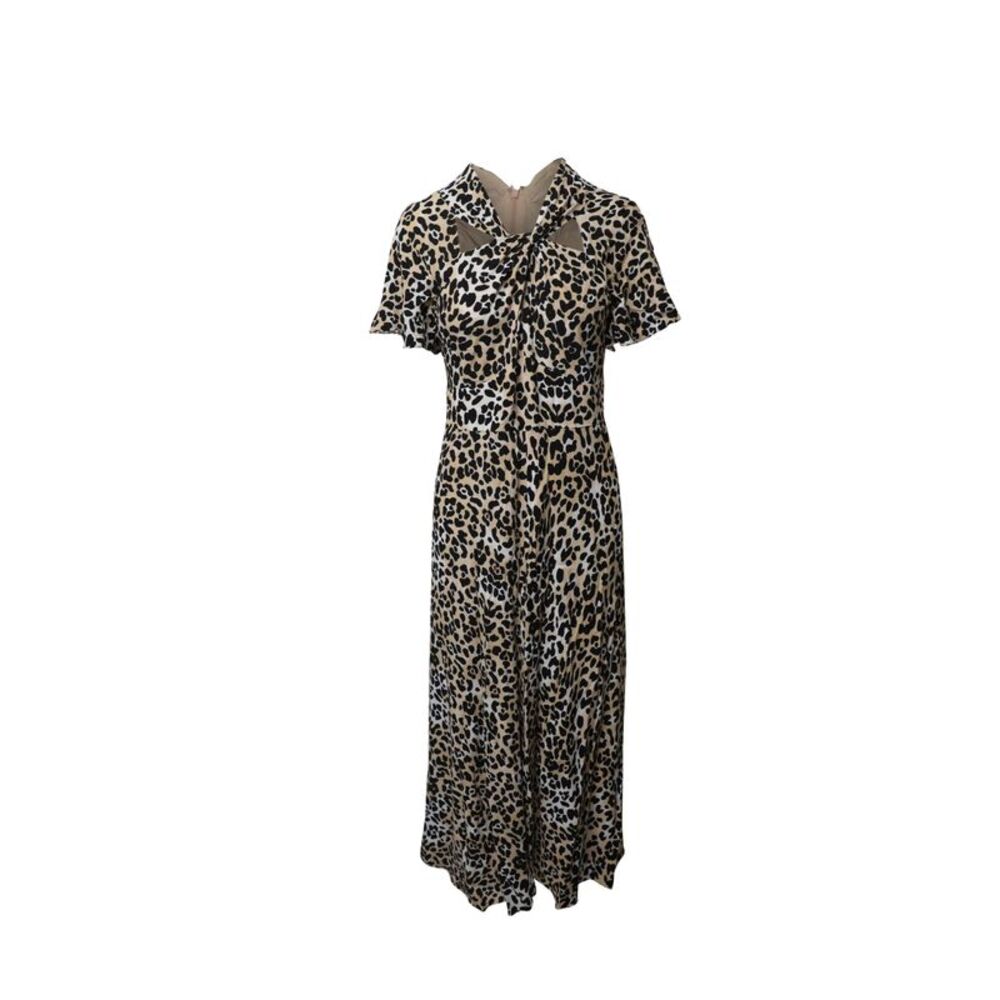 Temperley London Wild Cat Midi Dress in Animal Print Viscose